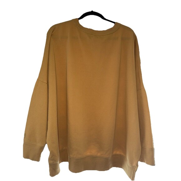 Aerie Oversized Crewneck Sweatshirt Wildflower Graphic Mustard Yellow Pullover L - Picture 2 of 9